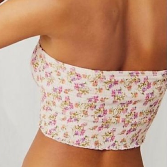 Free People Maia Petal Meadow Ruched Top with removable adjustable straps Sz L - Picture 2 of 15